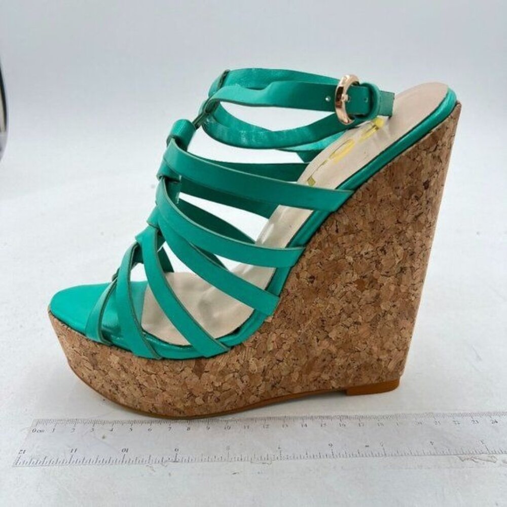 FSJ Women Peep Toe Platform Sandals Cork Wedge High Heel Ankle Strap Summer Part